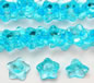 Aqua Glass Frangipani Button Bead - 13.5mm